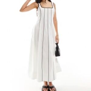 RIHOAS NWT size XL Black‎ and cream/White sheath a line Maxi dress